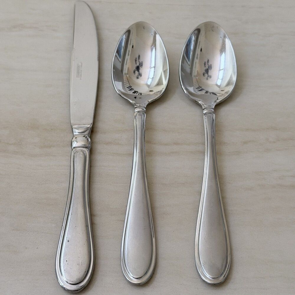 3pc Cambridge Cherish Dinner Knife and Spoons Stainless Frosted Handle